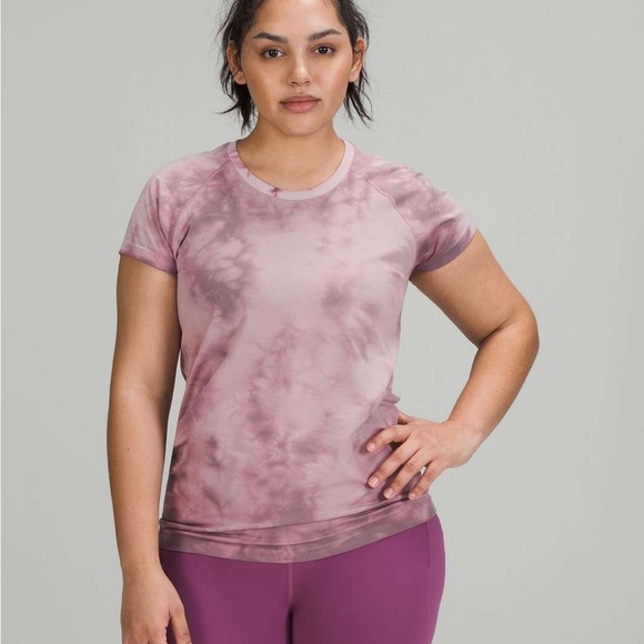 Lululemon Swiftly Tech Short Sleeve Shirt 2.0 Marble Dye Vintage Plum Size 10 - Picture 1 of 7